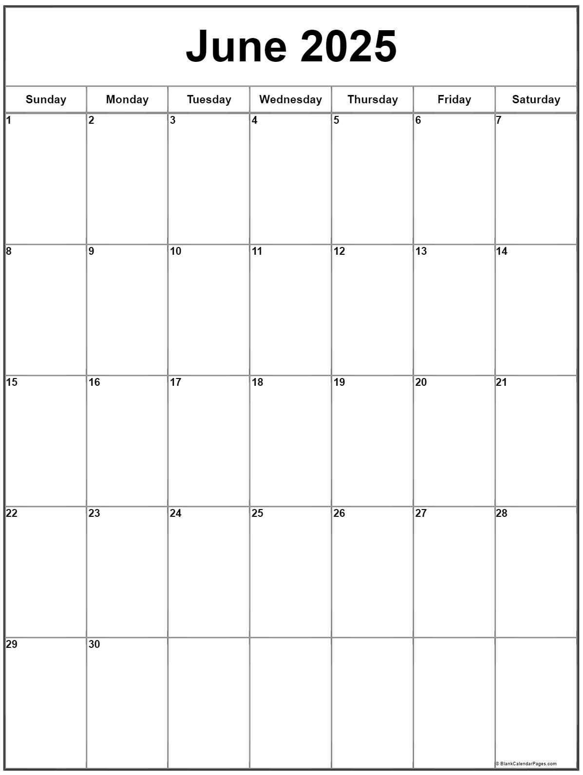 June 2025 Vertical Calendar | Portrait intended for June 2025 Calendar Printable Vertical