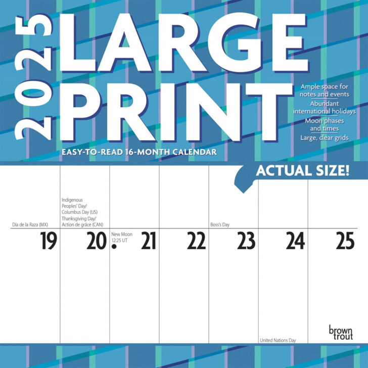 Printable Calendar 2025 Large Print