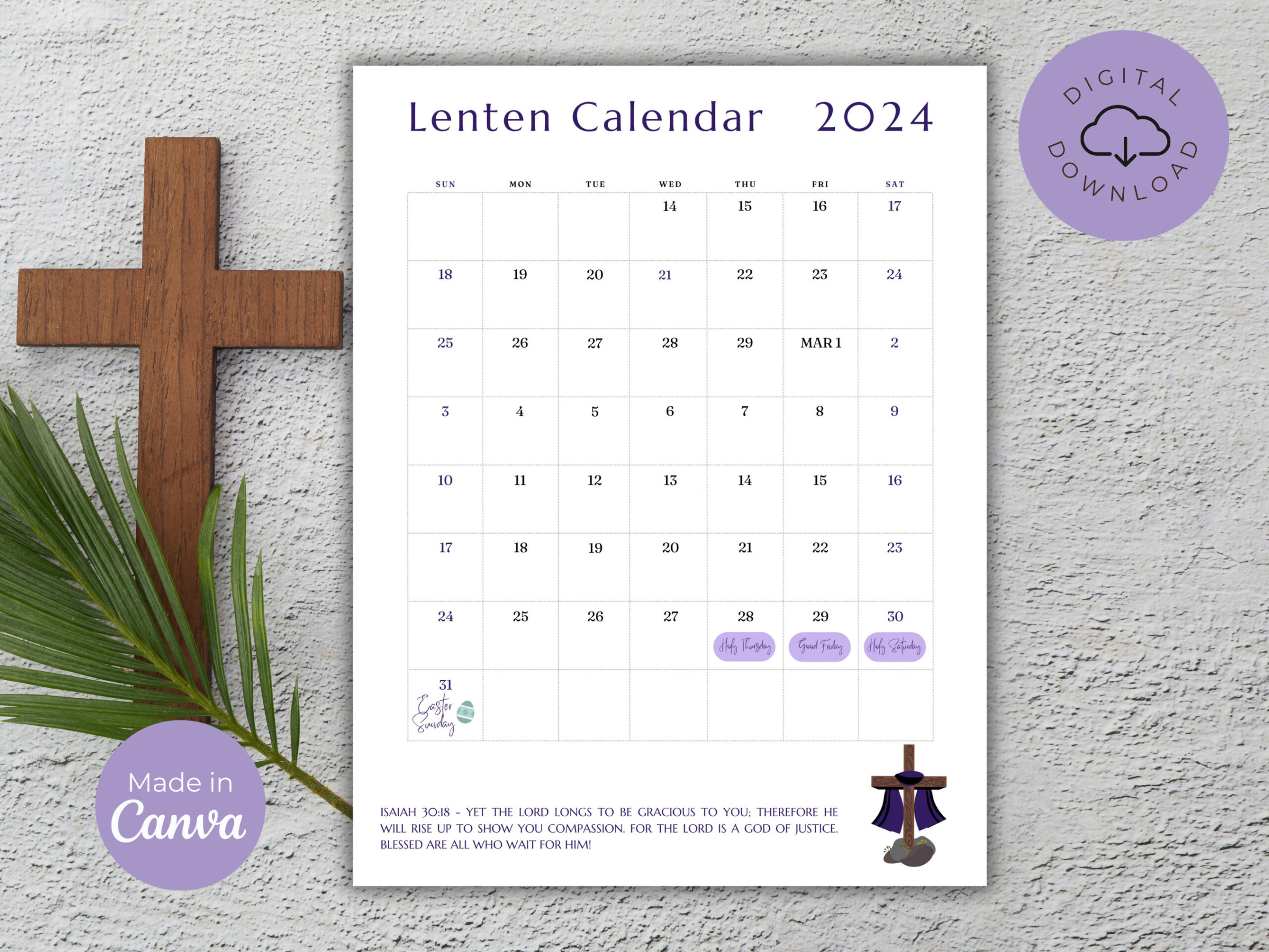 Lenten Calendar 2024 Printable Lenten Prayer Calendar Easter with regard to Lenten Calendar 2025 Printable