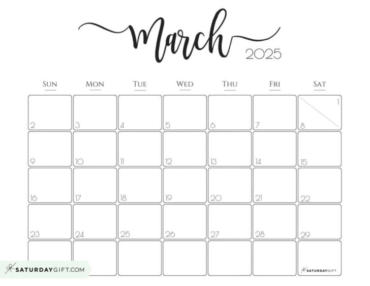 Printable Monthly Calendar 2025