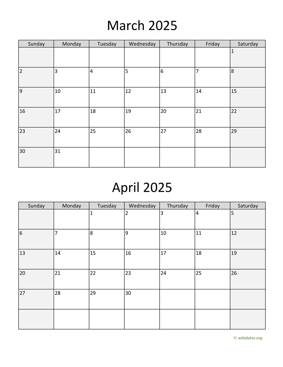 March And April 2025 Calendar | Wikidates intended for Printable Calendar March April May 2025