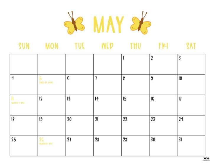 May 2025 Calendar with Holidays Printable