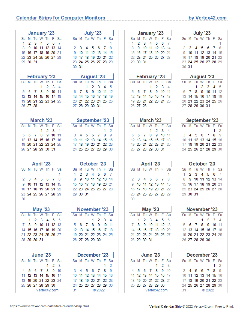 Monitor Calendar Strip Template for Free Printable Calendar Strip 2025