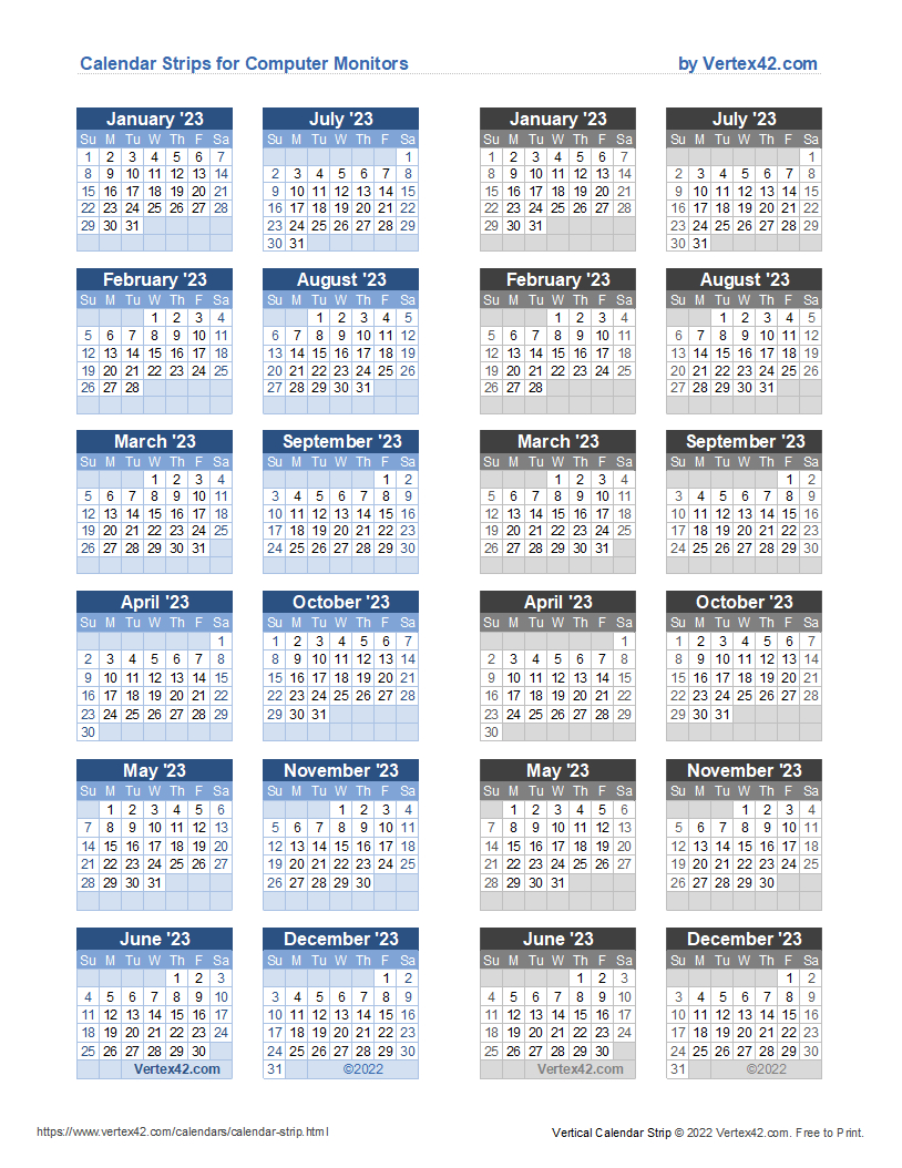 Monitor Calendar Strip Template throughout 2025 Strip Calendar Printable