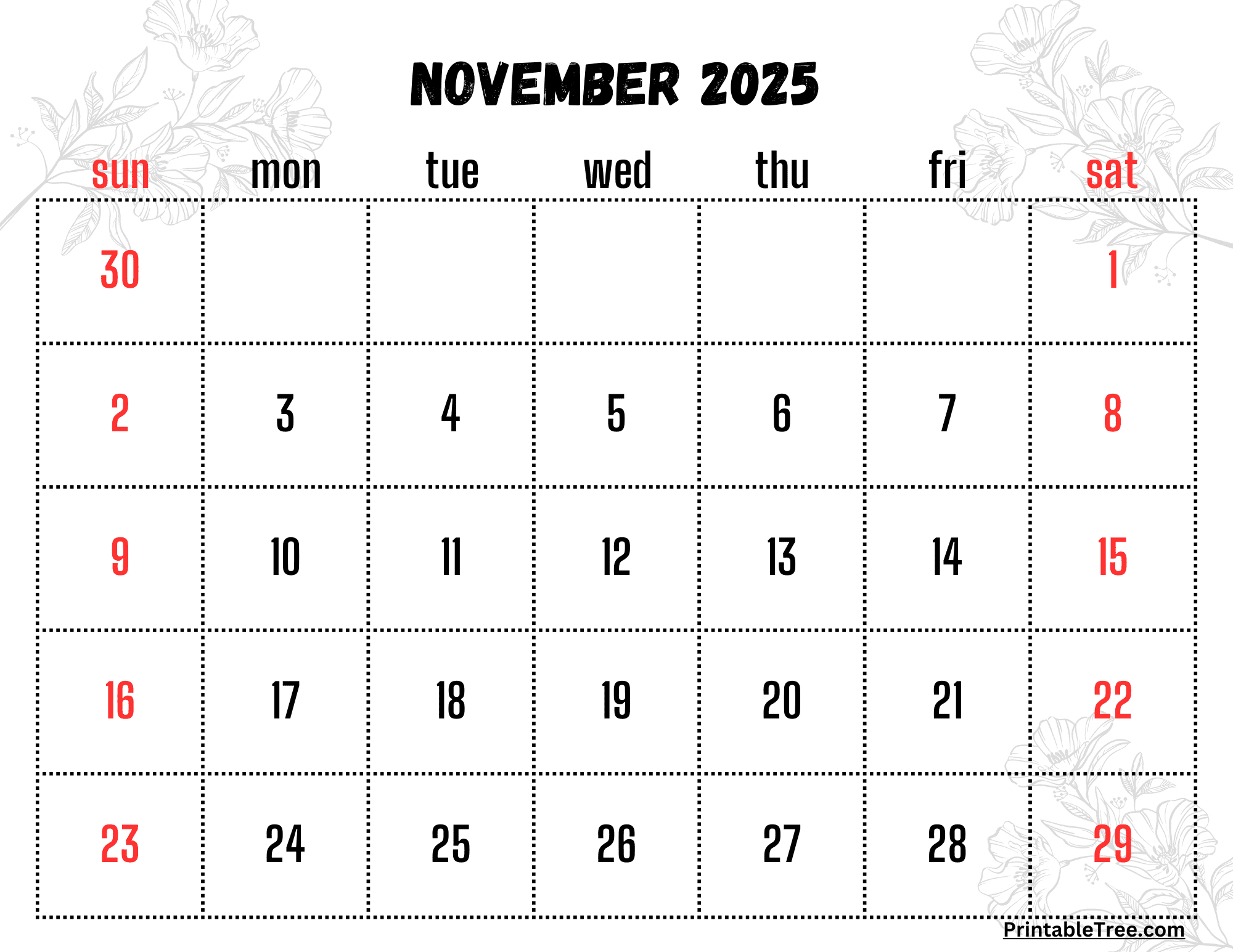 November 2025 Calendar Printable Pdf Template With Holidays pertaining to Blank November 2025 Calendar Printable