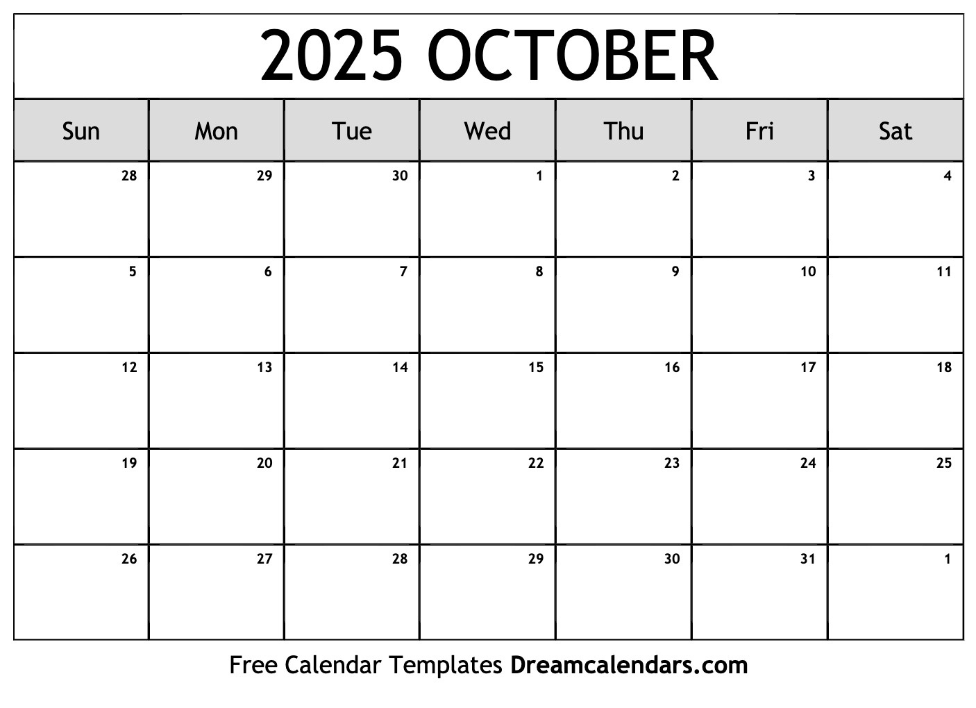 October 2025 Calendar - Free Printable With Holidays And Observances for October 2025 Calendar Printable Free