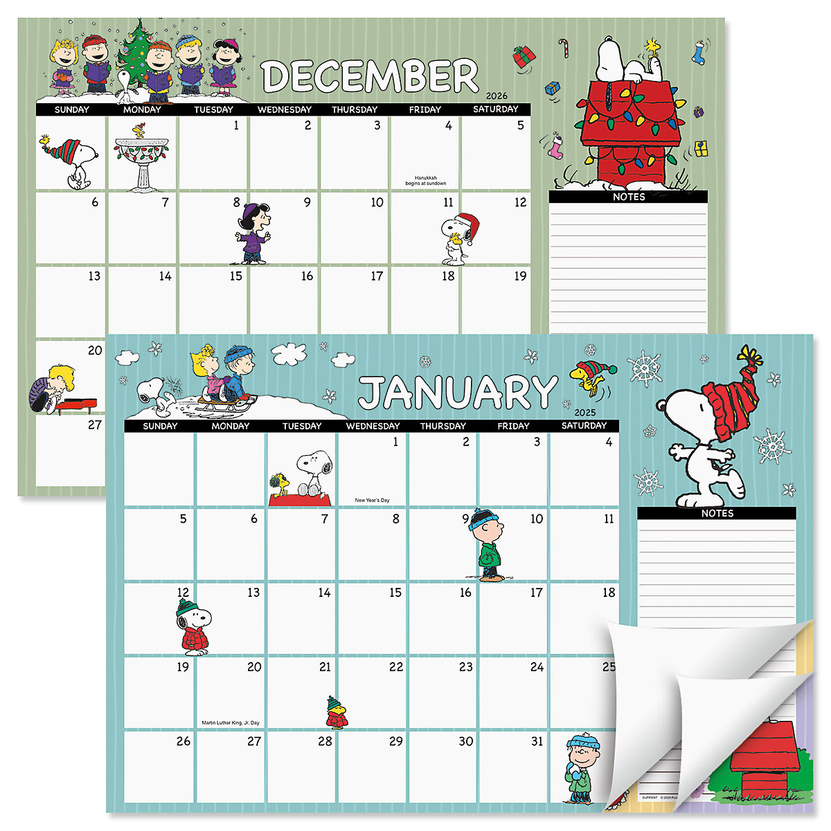 Peanuts® 2025–2026 Calendar Pad | Colorful Images in Free Printable Snoopy Calendar 2025