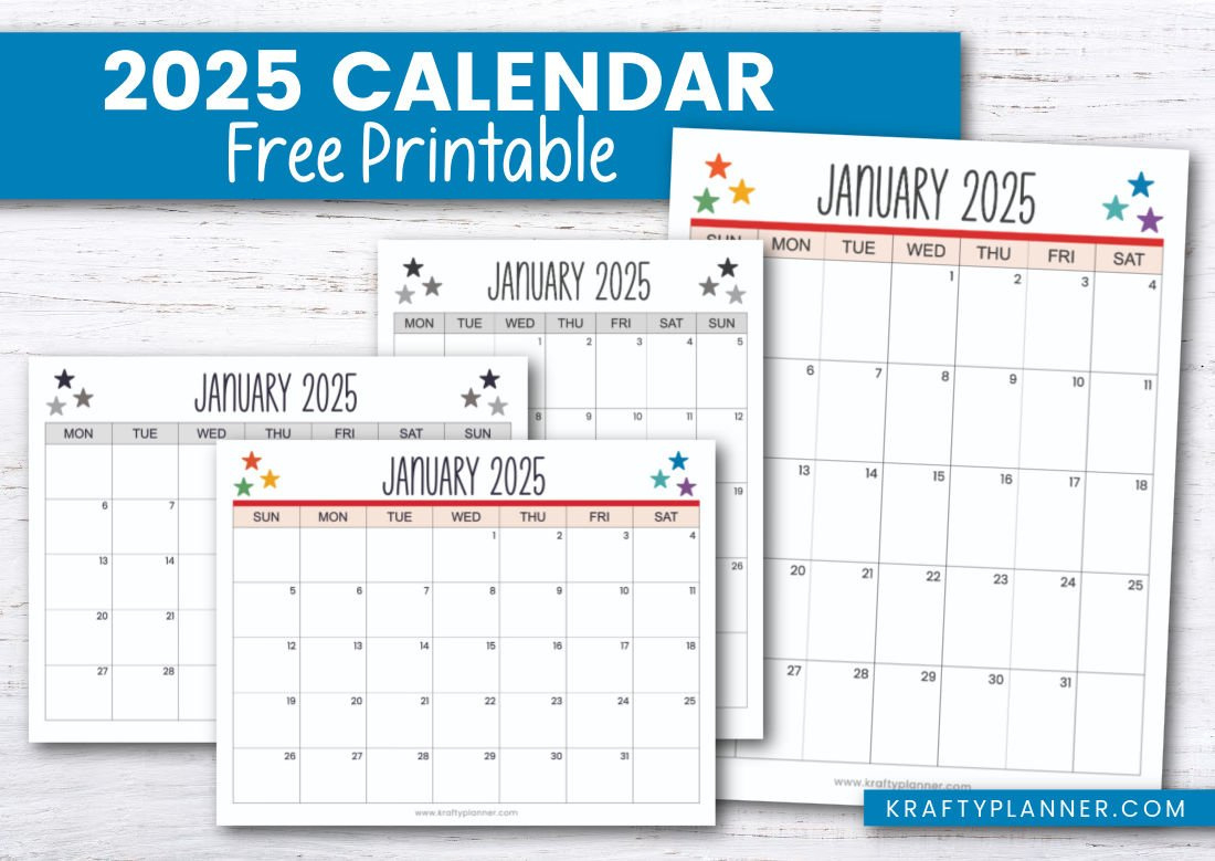 Printable 2025 Calendar To Plan Your Year — Krafty Planner in 2025 Calendar Cover Printable