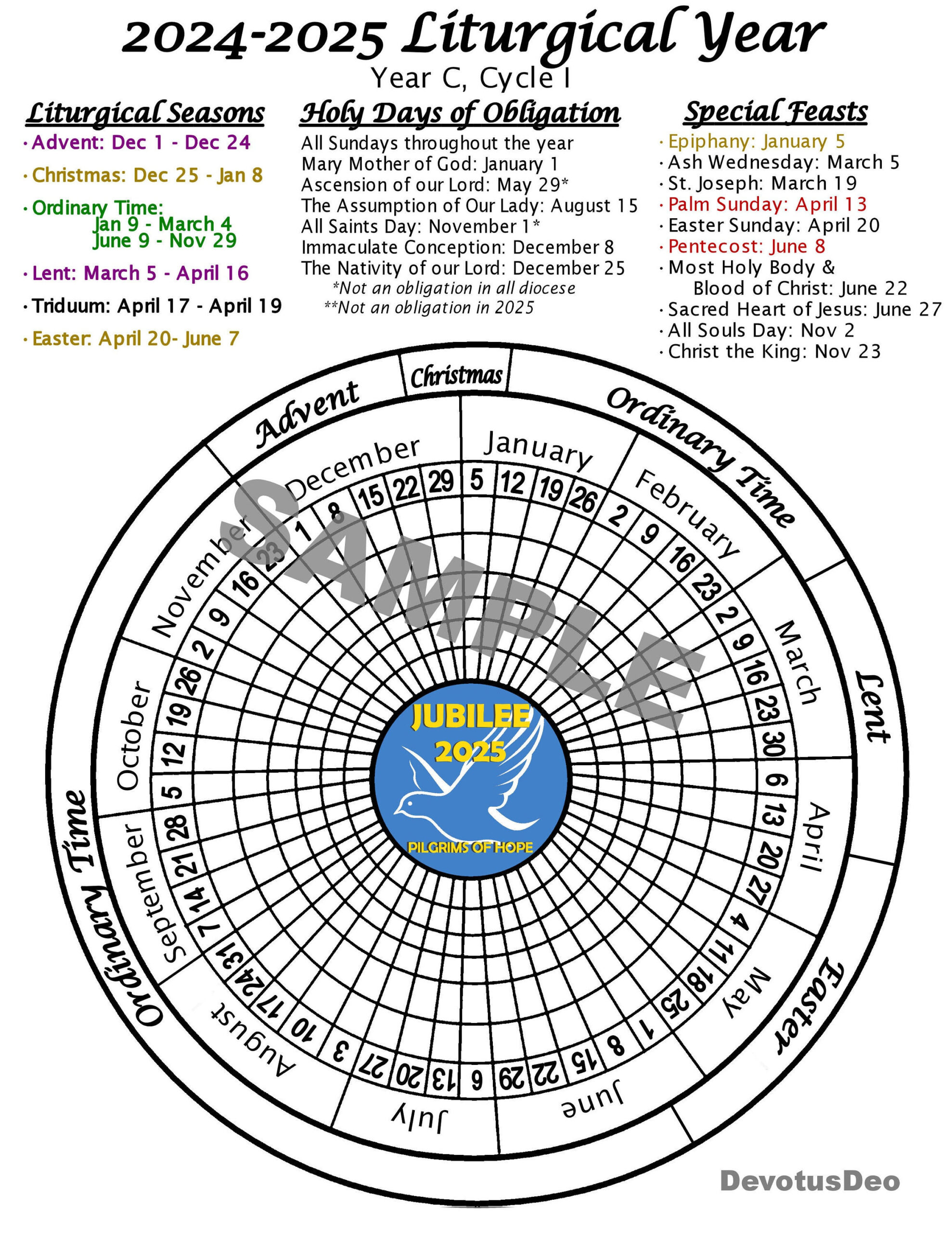 Printable 2025 Liturgical Calendar, Downloadable Catholic in Free Printable Liturgical Calendar 2025