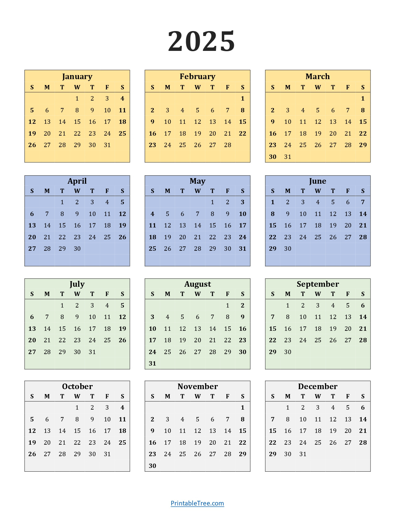 Printable Calendar 2025 One Page With Holidays (Single Page) 2025 for 2025 Julian Calendar Printable Free Download