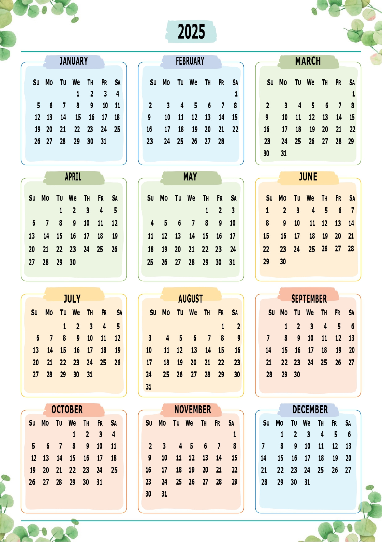 Printable Calendar 2025 One Page With Holidays (Single Page) 2025 for Full 2025 Calendar Printable