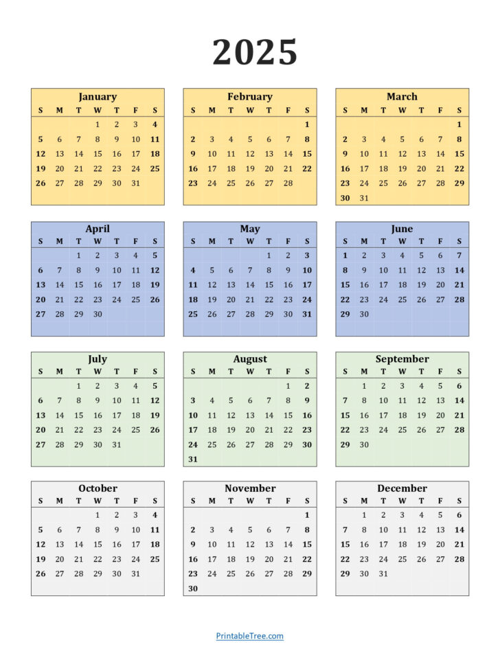 2025 Calendar One Page Printable