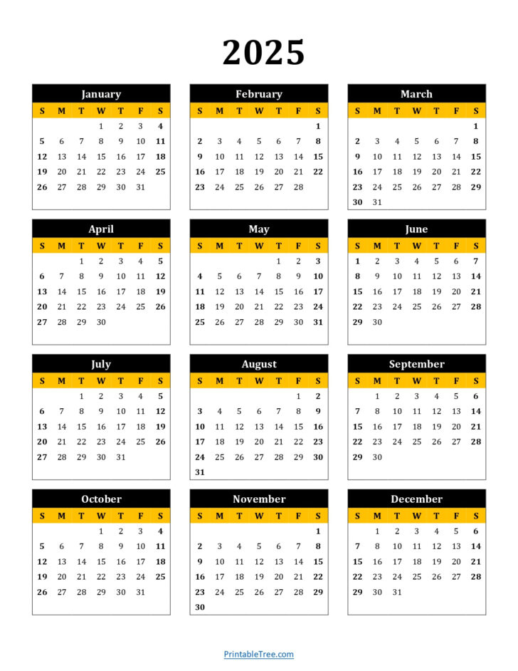 2025 Printable Calendar Portrait