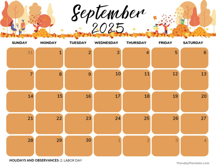 Calendar Printable 2025 September