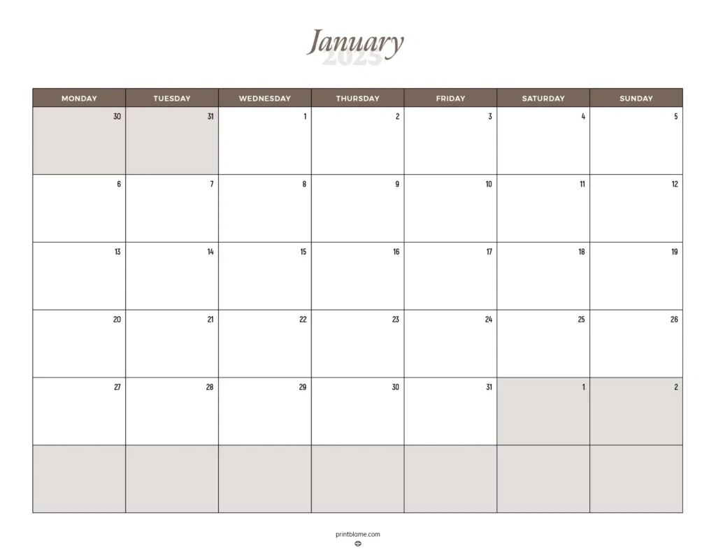 Printable January 2025 Calendars | Free Pdf Downloads inside Calendar Template January 2025 Printable