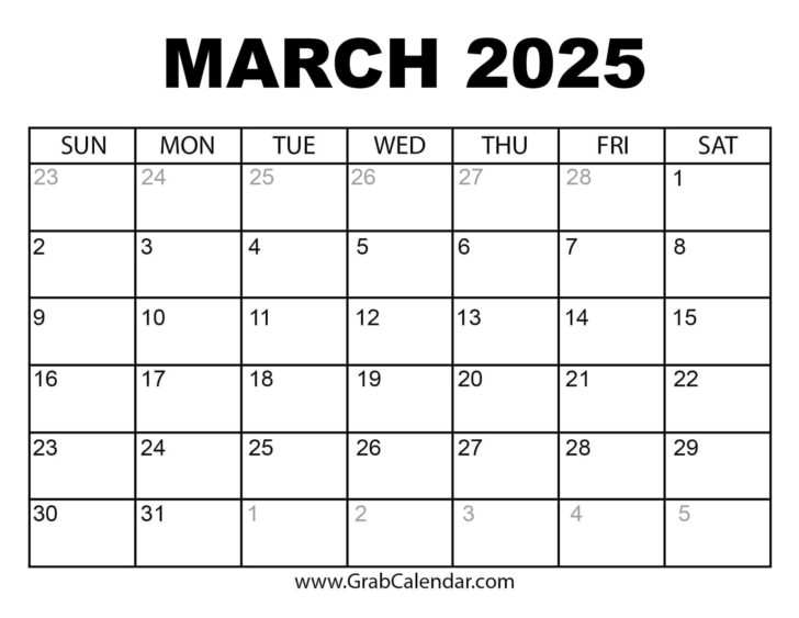 Printable Calendar March and April 2025