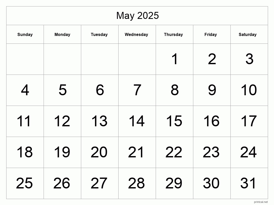 Printable May 2025 Calendar | Free Printable Calendars within Blank Calendar Pages 2025 Printable