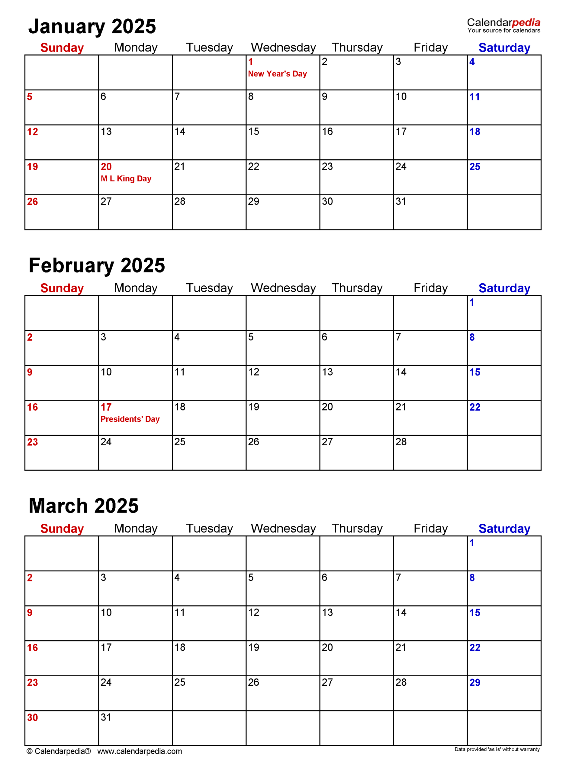 Quarterly Calendars 2025 - Free Printable Word Templates for 2025 Printable Quarterly Calendar