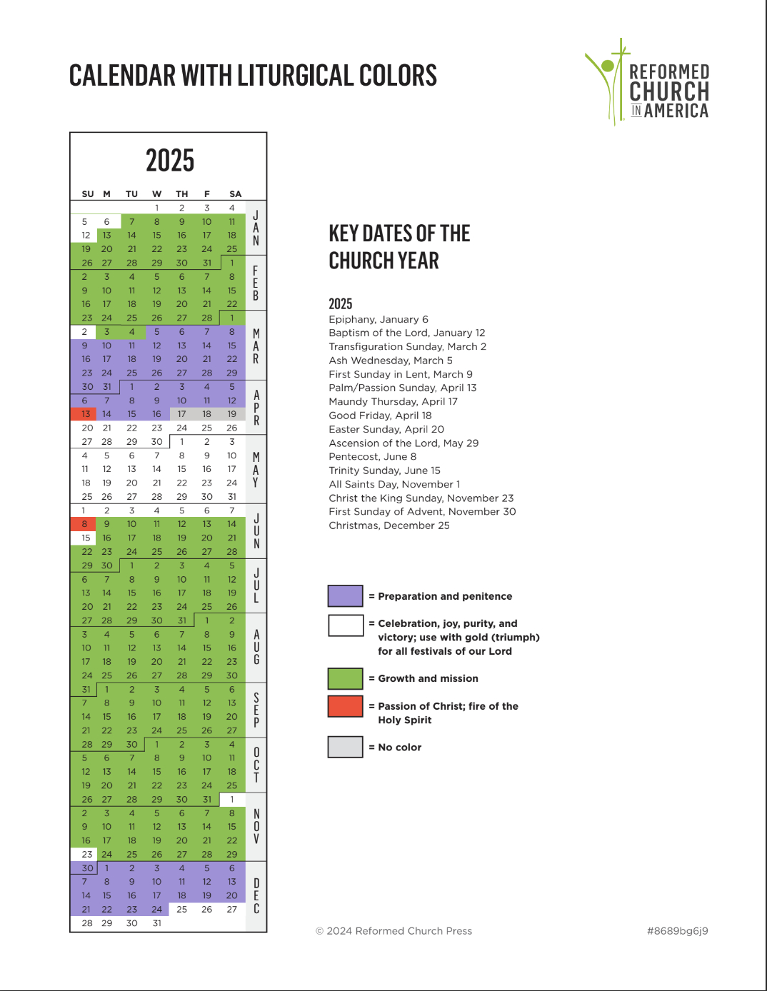 Rca Liturgical Calendar | Reformed Church In America pertaining to Protestant Liturgical Calendar 2025 Printable