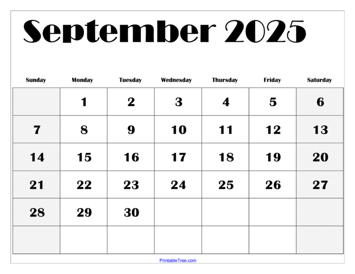 Printable September 2025 Calendar