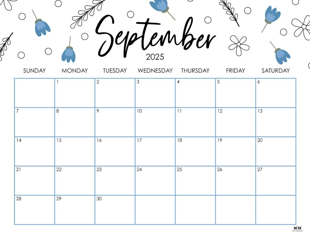 September 2025 Calendars - 107 Free Printables | Printabulls for September 2025 Free Printable Calendar