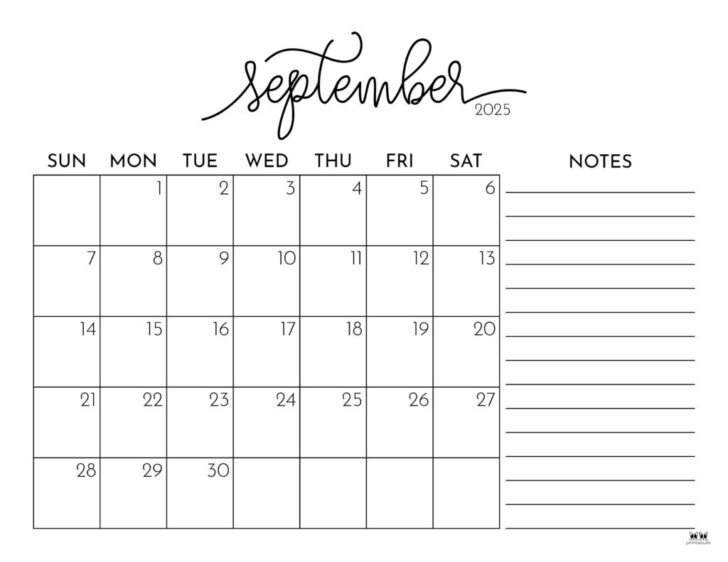 Free Printable Sept 2025 Calendar