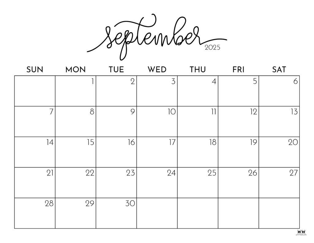 September 2025 Calendars - 107 Free Printables | Printabulls pertaining to Printable 2025 September Calendar