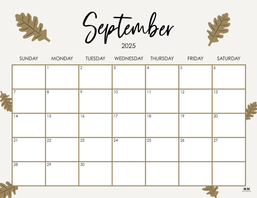 September 2025 Calendars - 107 Free Printables | Printabulls regarding Printable 2025 September Calendar