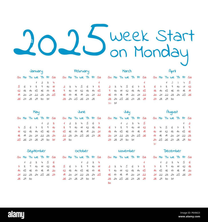 Printable 2025 Calendar Starting Monday