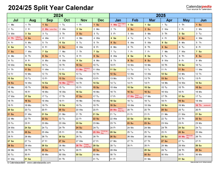 Printable Calendar July 2025 to June 2025