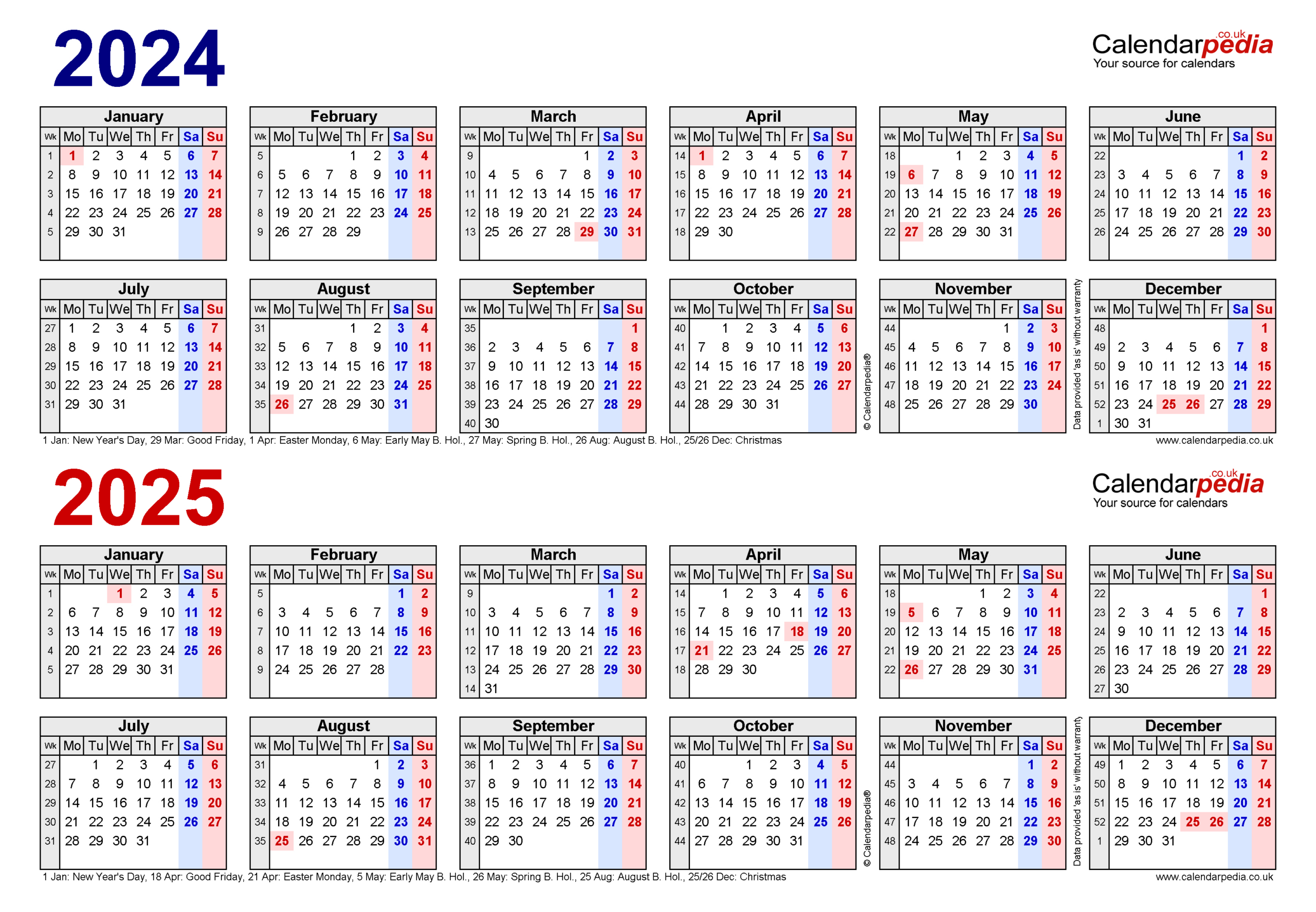 Two Year Calendars For 2024 And 2025 (Uk) For Microsoft Excel within Free Printable Calendar April 2024 to March 2025