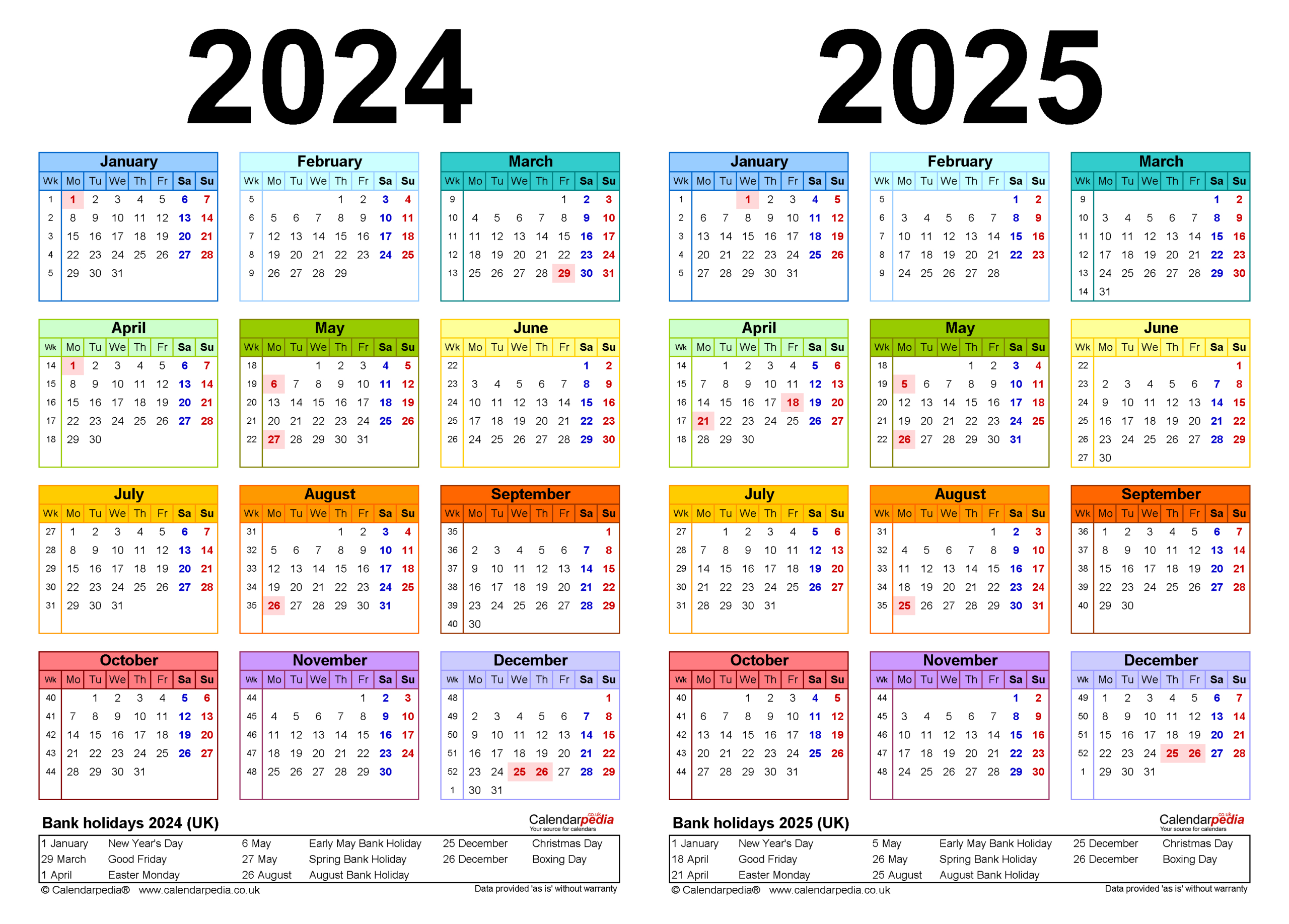 Two Year Calendars For 2024 And 2025 (Uk) For Pdf regarding 2024 And 2025 Yearly Calendar Printable