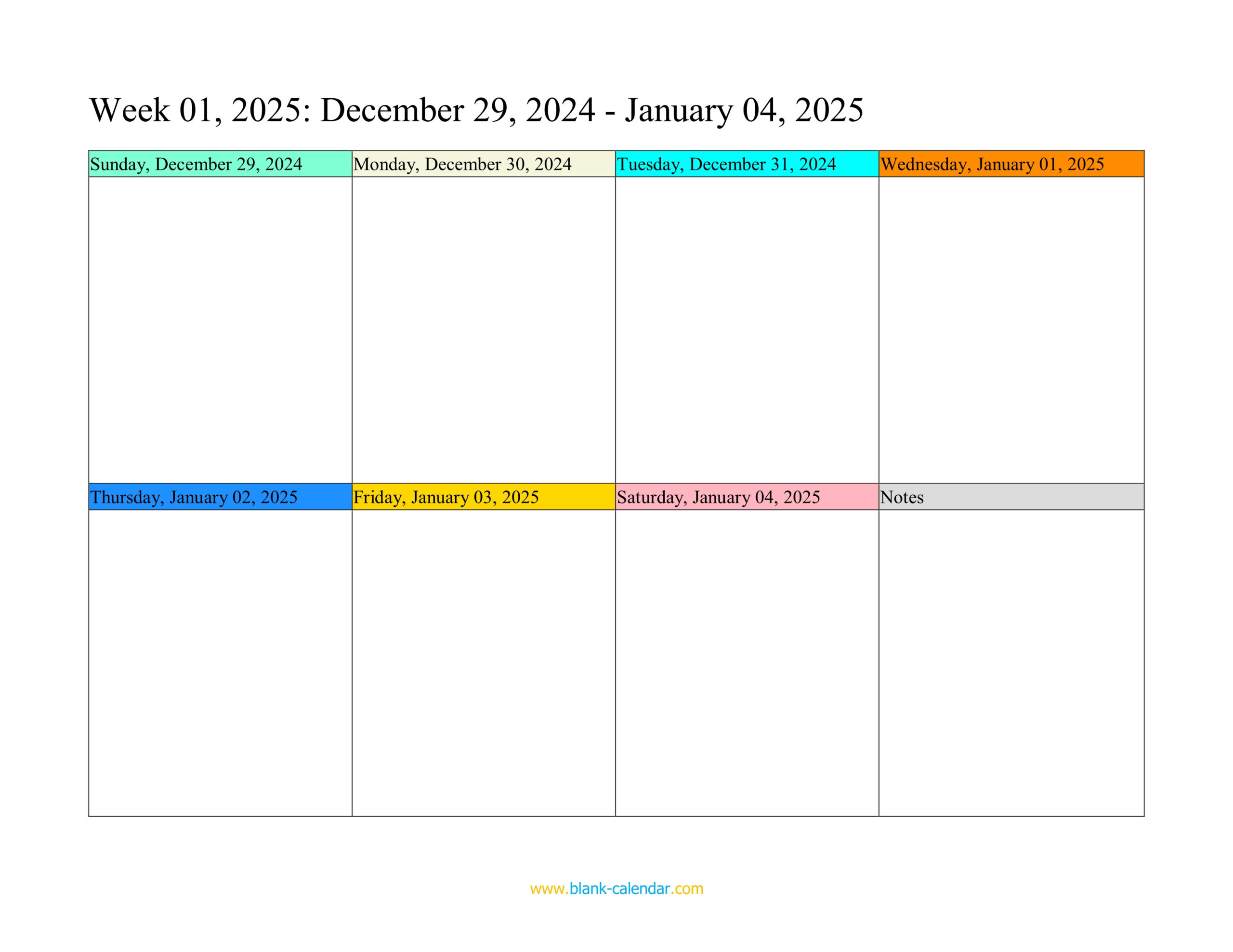 Weekly Calendar 2025 (Word, Excel, Pdf) for Weekly Calendar Printable 2025