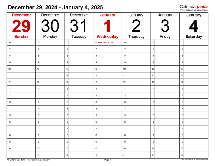 2025 Printable Weekly Calendar