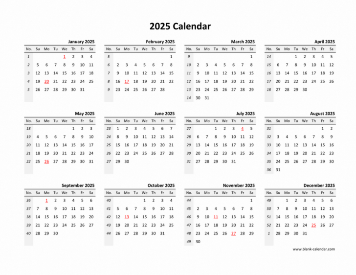 Free Printable Blank Calendar Template 2025