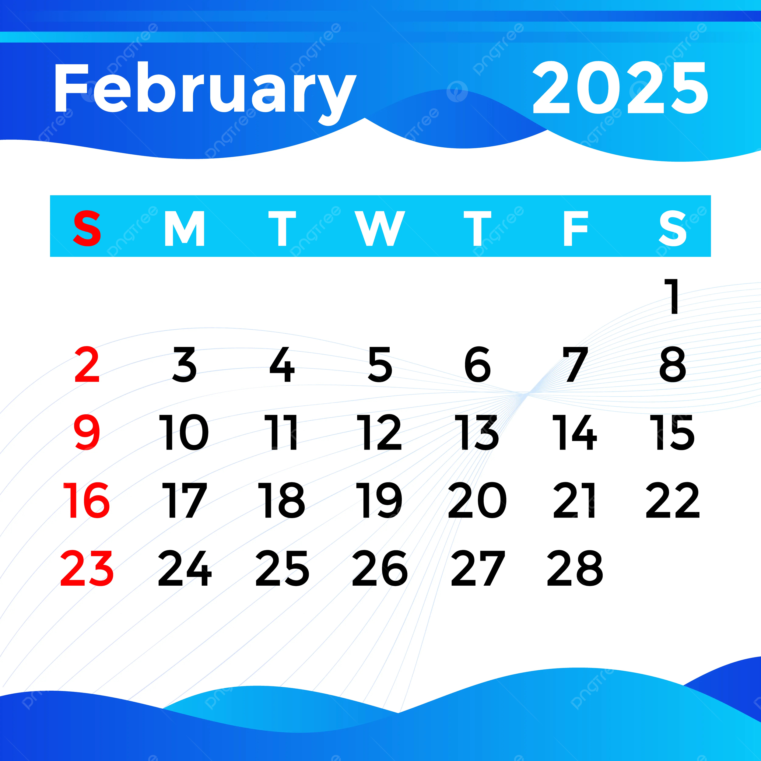 Calendar 2025 Month Of February Vector Template Download On Pngtree with February 2025 Calendar Clipart