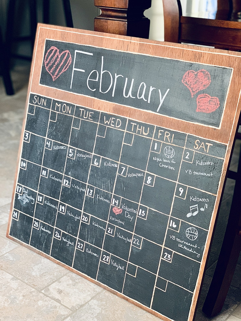 Diy Wood Wall Chalkboard Calendar For Keeping Your Family On Track throughout February 2025 Chalkboard Calendar Ideas