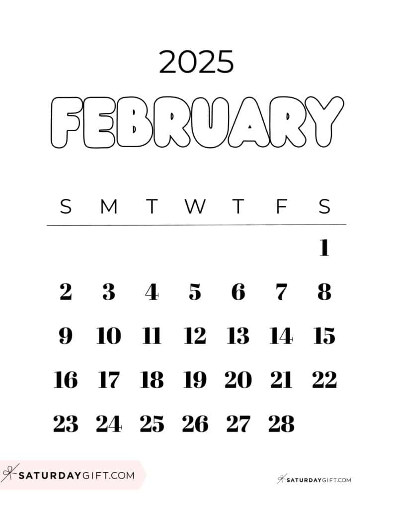 February 2025 Calendar - 20 Cute &amp;amp; Free Printables | Saturdaygift inside February 24Th Calendar 2025