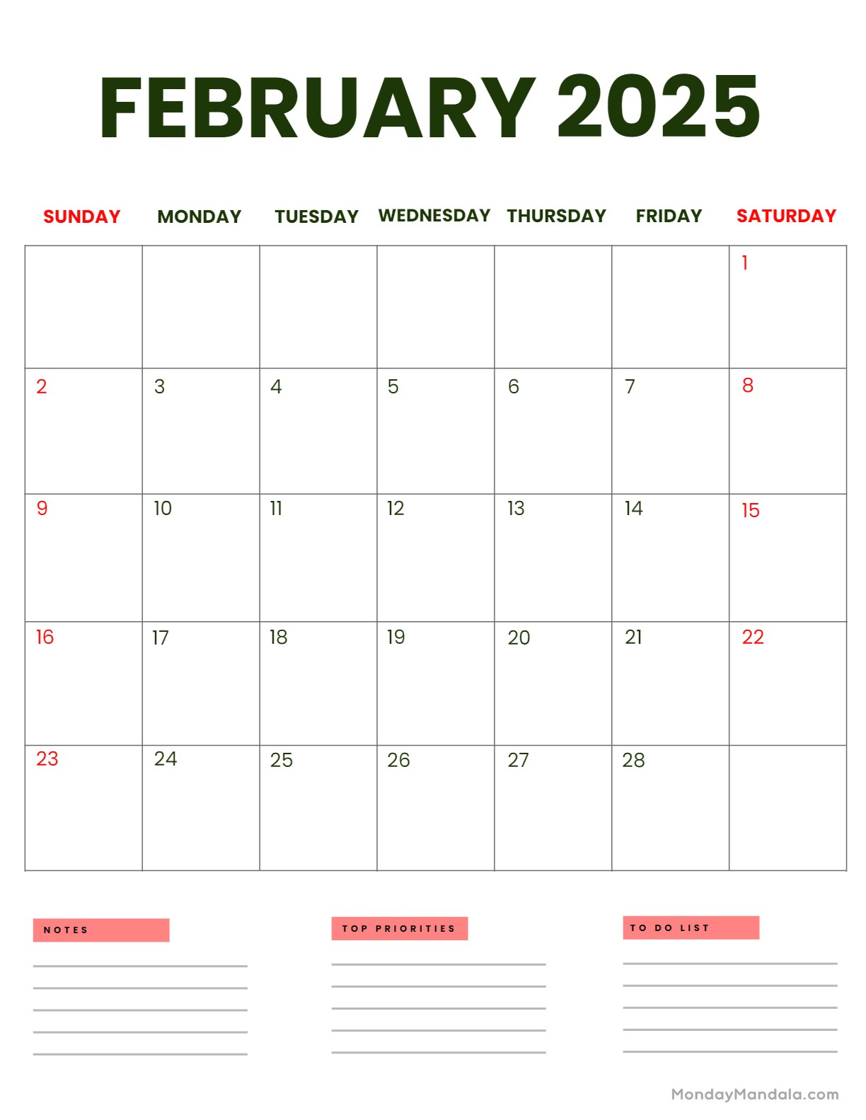 February 2025 Calendar (52 Free Pdf Printables) with February 2025 Whiteboard Calendar Ideas