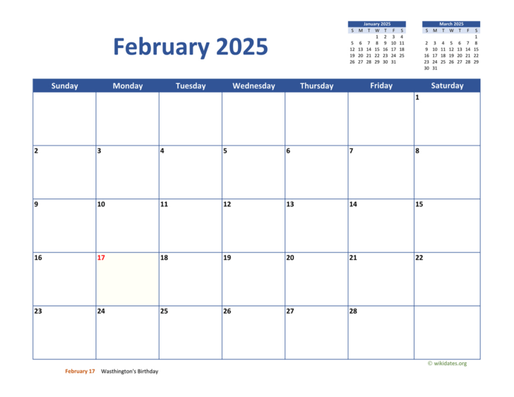 Wiki Calendar February 2025