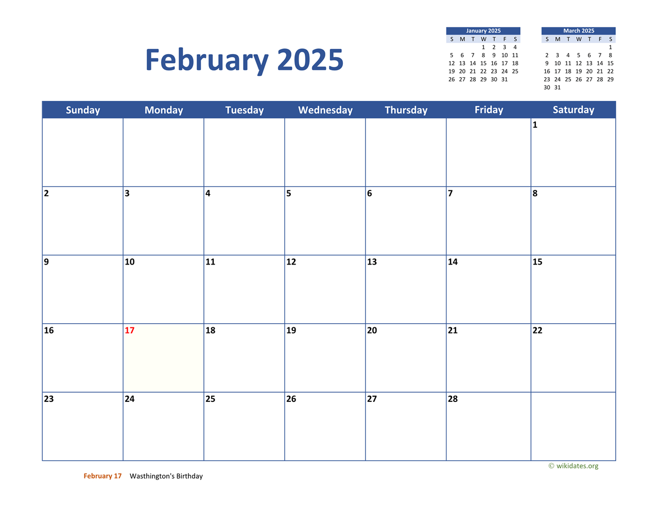 February 2025 Calendar Classic | Wikidates regarding Wiki Calendar February 2025