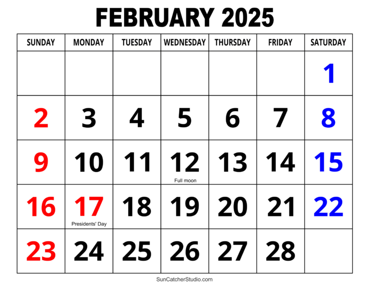 Print February Calendar 2025