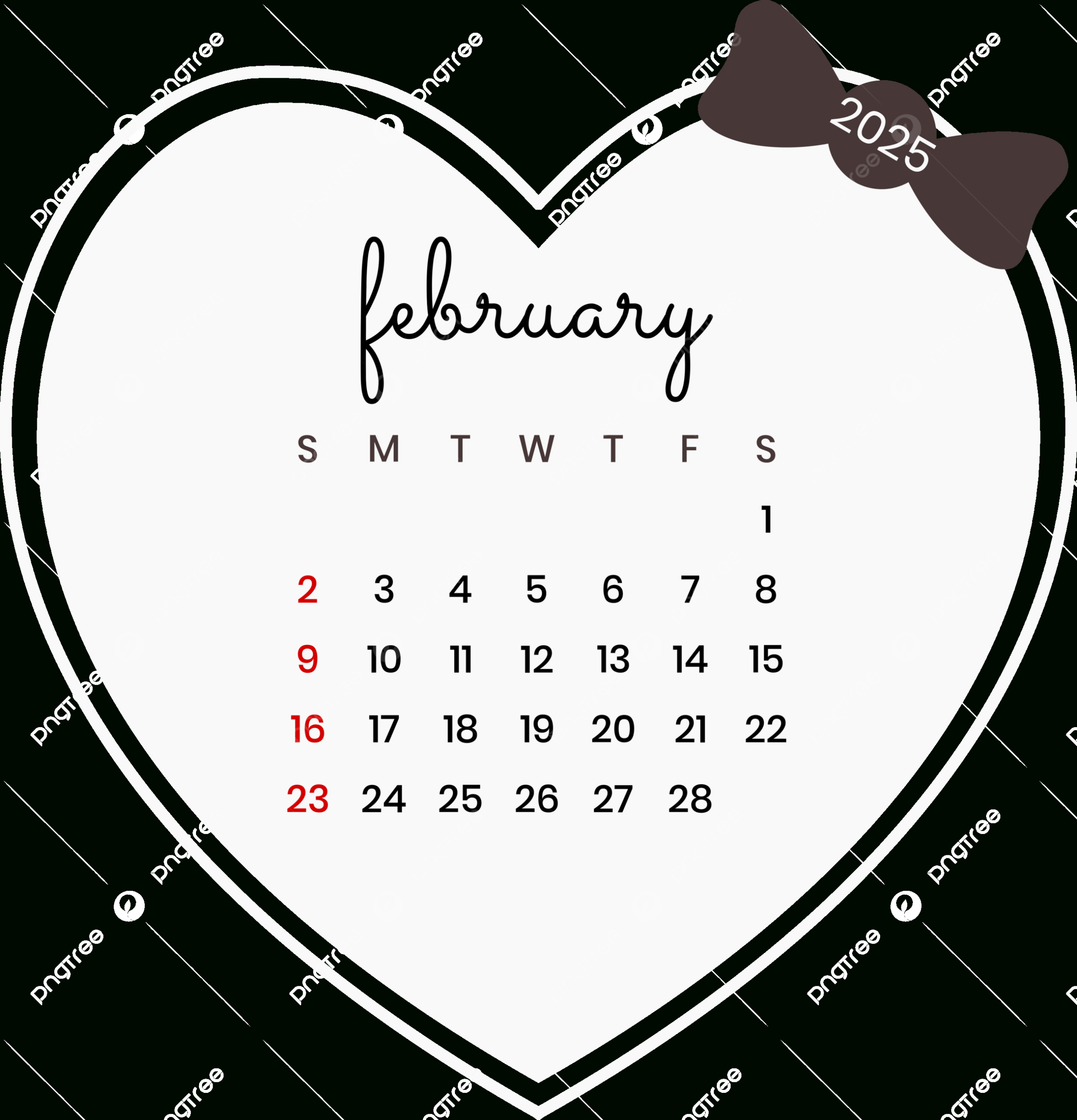 February 2025 Calendar Love Design Vector, February 2025, February inside February 2025 Calendar Design