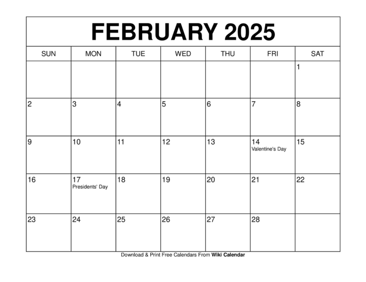 Show Calendar For February 2025