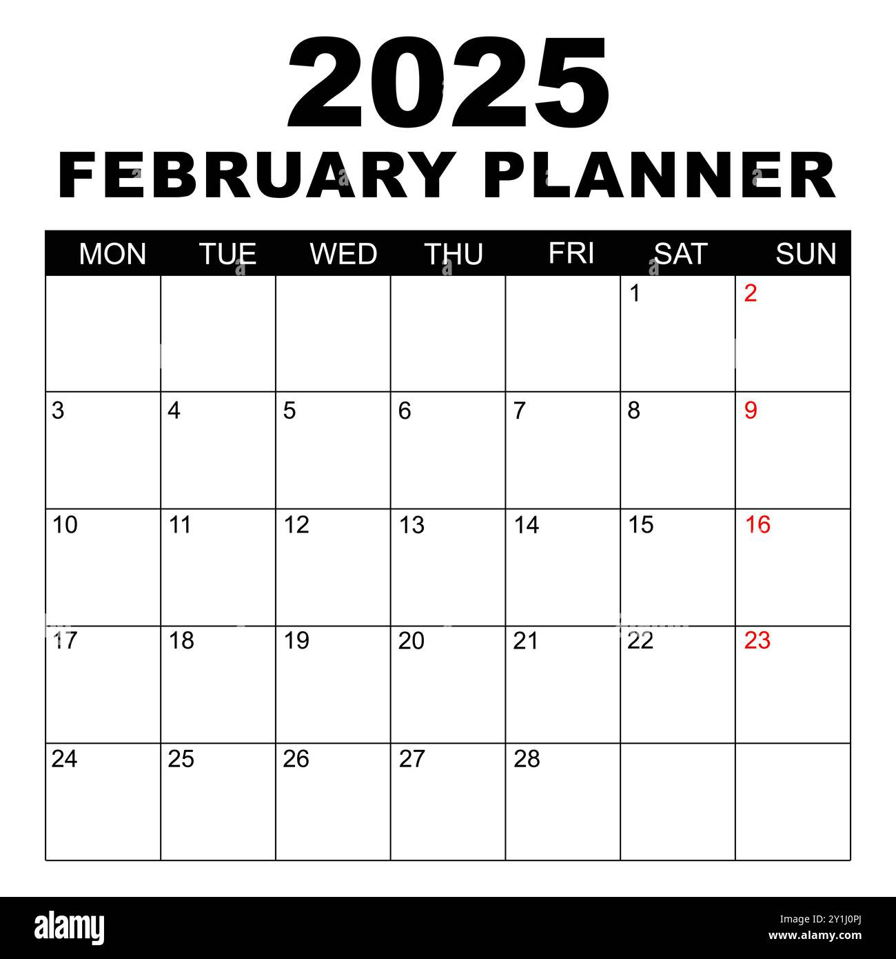 February 2025 Calendar. Week Starts On Monday. Blank Calendar pertaining to February 2025 Calendar Monday Start