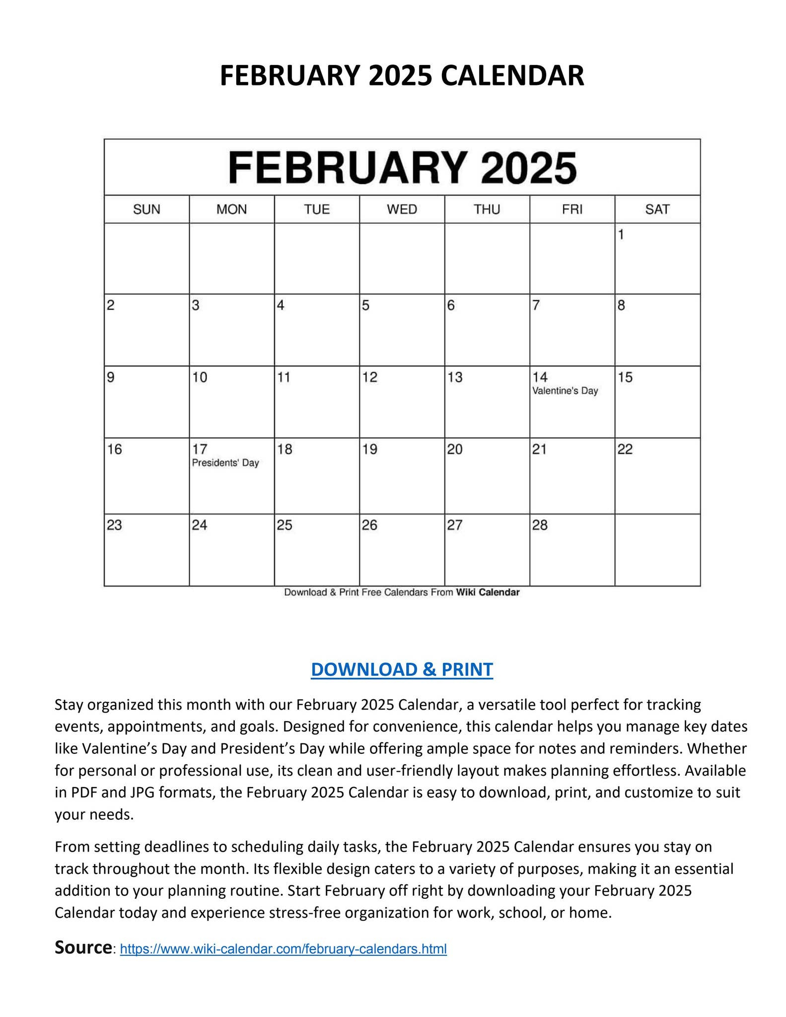 February 2025 Calendar - Wiki Calendarwiki Calendar - Issuu in Wiki Calendar February 2025