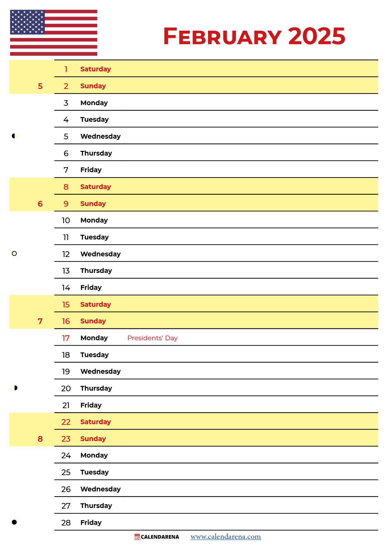 February 2025 Calendar With Holidays in February 2025 Saints Calendar