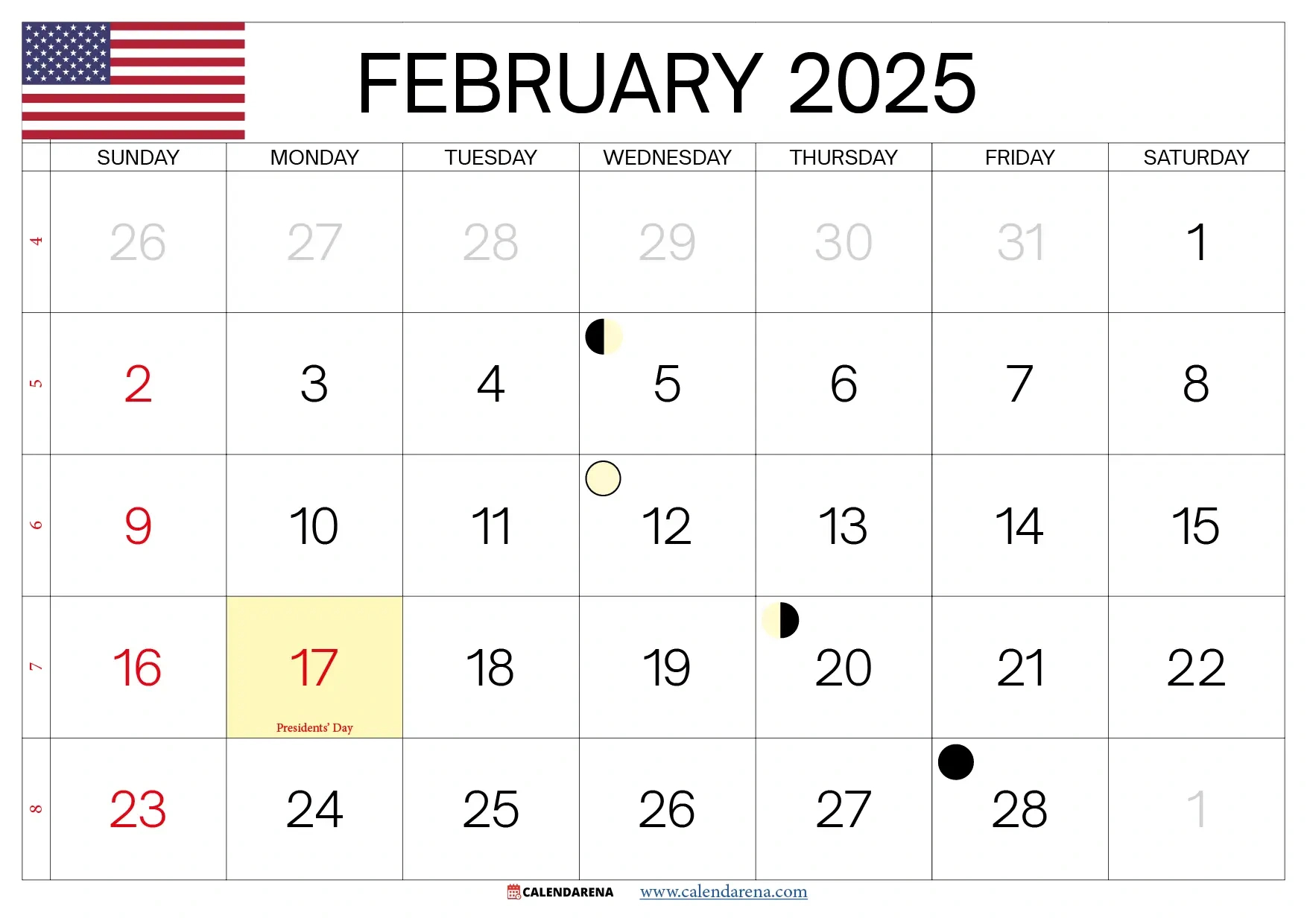 February 2025 Calendar With Holidays in February Holidays 2025 Calendar