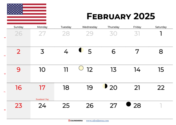 February Calendar with Events 2025