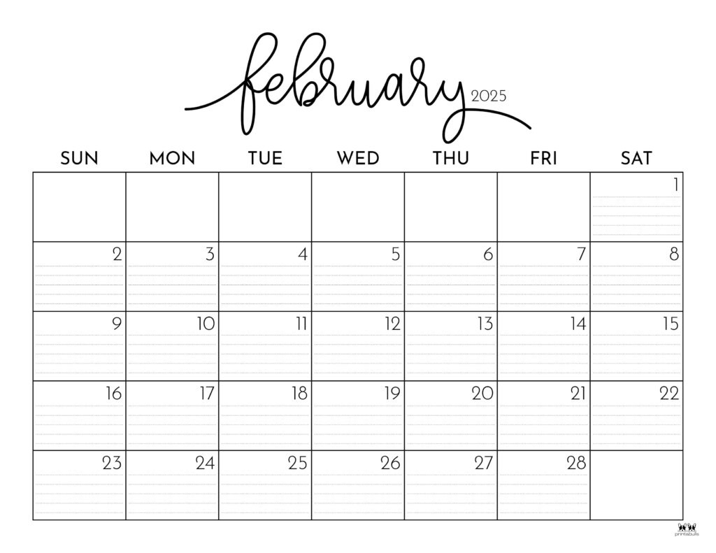 February 2025 Calendars - 107 Free Printables | Printabulls for 2025 Calendar For February